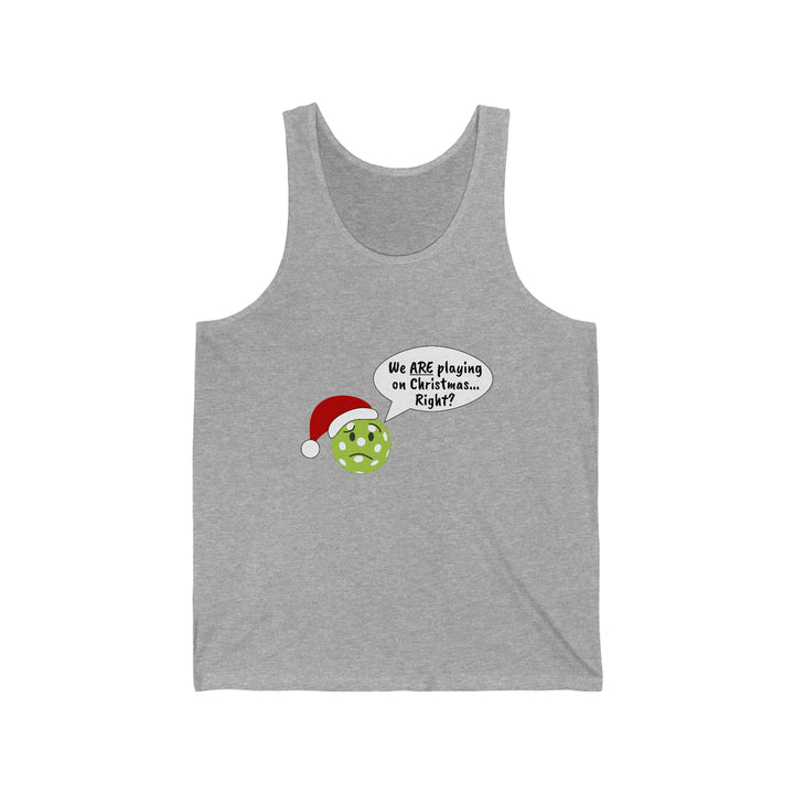 Pickleball Playing on Christmas Unisex Cotton Tank - Great Pickleball Stuff