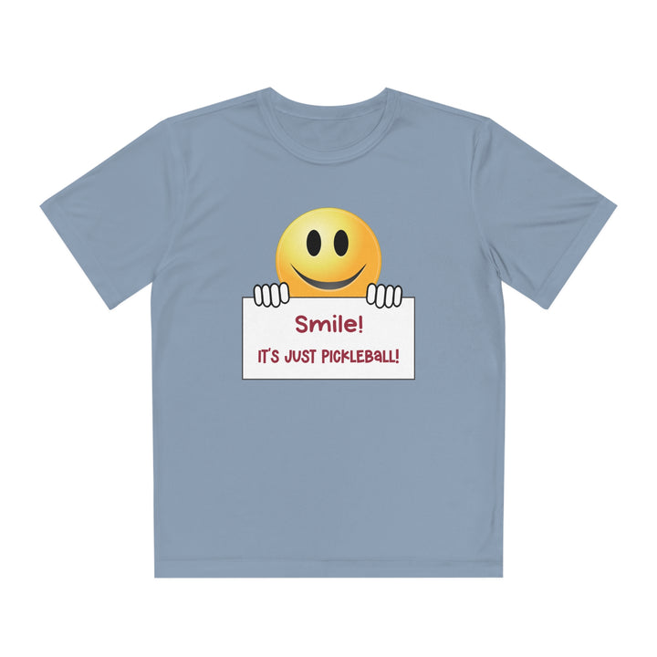 Smile It's Just Pickleball Youth Moisture-Wicking T-Shirt - Great Pickleball Stuff