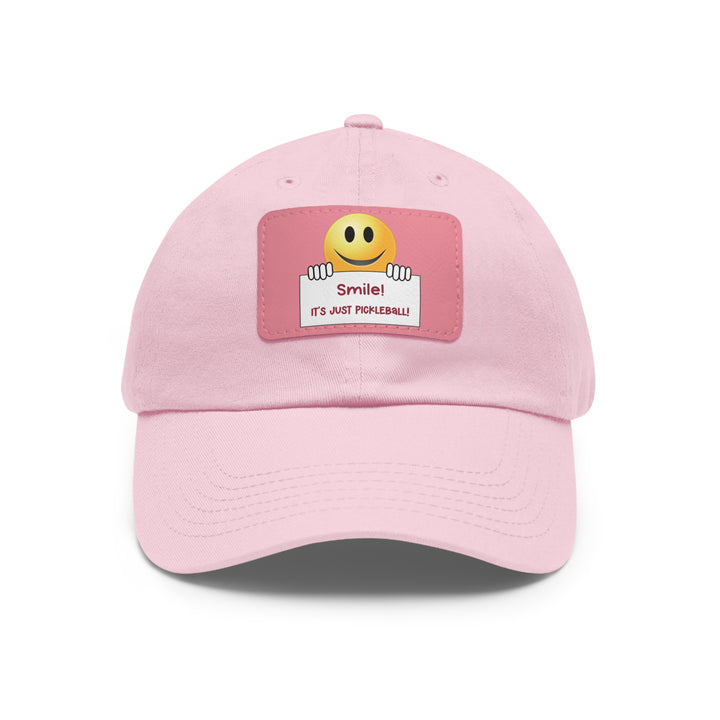 Smile It's Just Pickleball Cap with Leather Patch - Great Pickleball Stuff