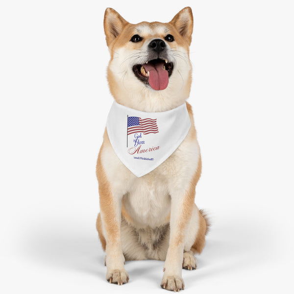 God Bless America and Pickleball Pet Bandana with Collar - Great Pickleball Stuff