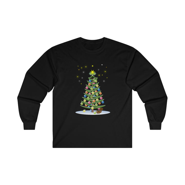 Pickleball Christmas Tree Ultra Cotton Long Sleeve Tee - Great Pickleball Stuff