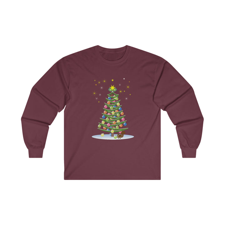 Pickleball Christmas Tree Ultra Cotton Long Sleeve Tee - Great Pickleball Stuff