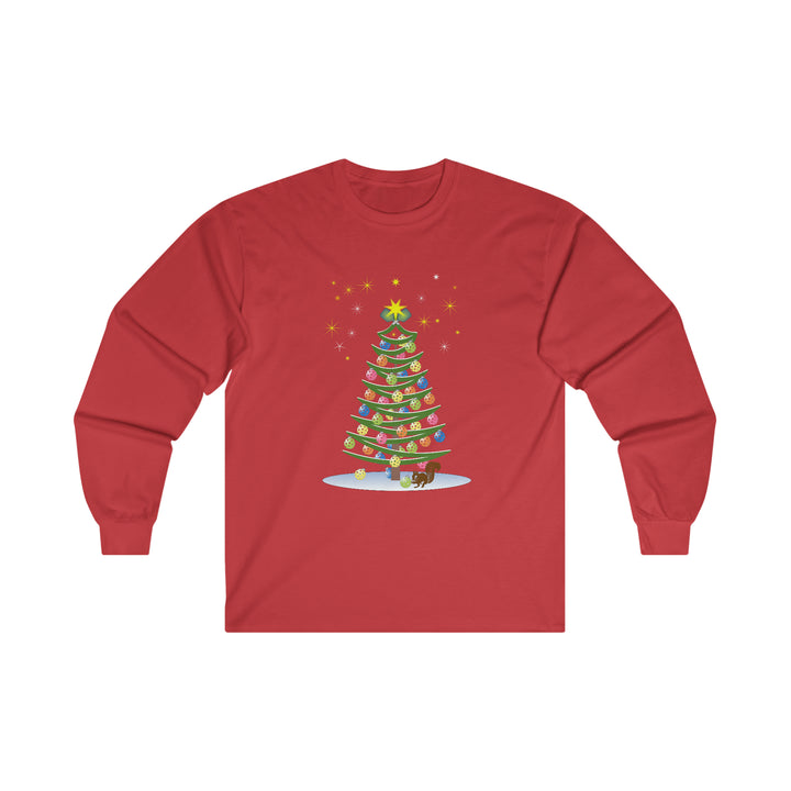 Pickleball Christmas Tree Ultra Cotton Long Sleeve Tee - Great Pickleball Stuff