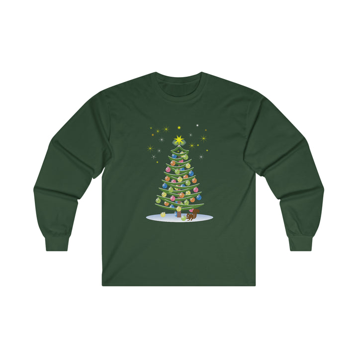 Pickleball Christmas Tree Ultra Cotton Long Sleeve Tee - Great Pickleball Stuff