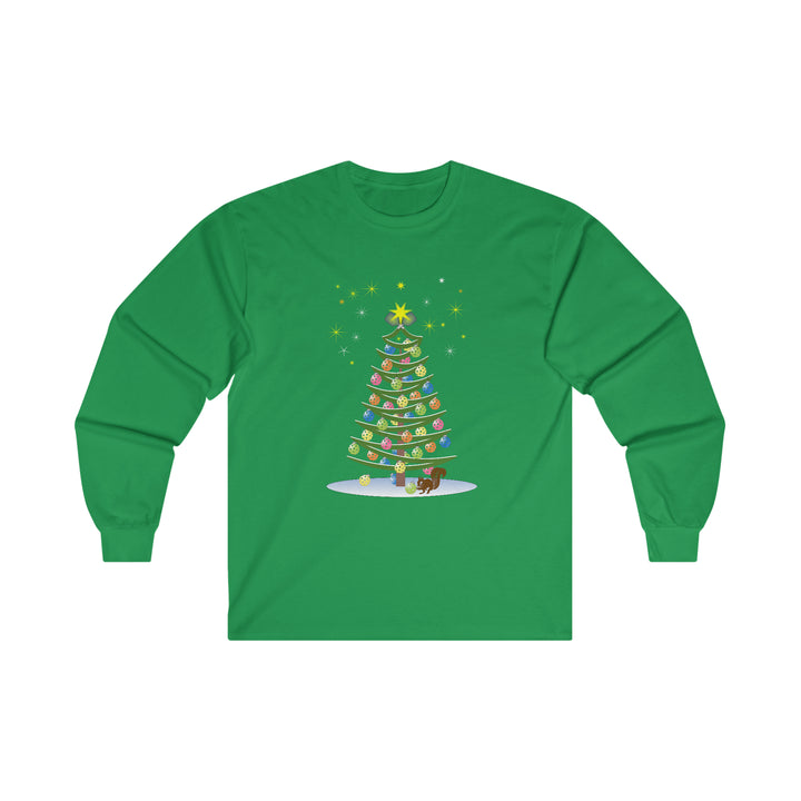 Pickleball Christmas Tree Ultra Cotton Long Sleeve Tee - Great Pickleball Stuff