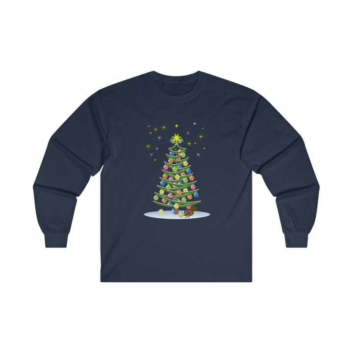 Pickleball Christmas Tree Ultra Cotton Long Sleeve Tee - Great Pickleball Stuff