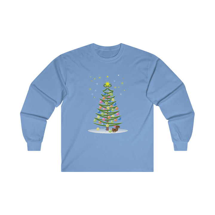 Pickleball Christmas Tree Ultra Cotton Long Sleeve Tee - Great Pickleball Stuff