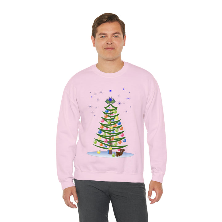 Pickleball Christmas Tree Unisex Crewneck Sweatshirt - Great Pickleball Stuff