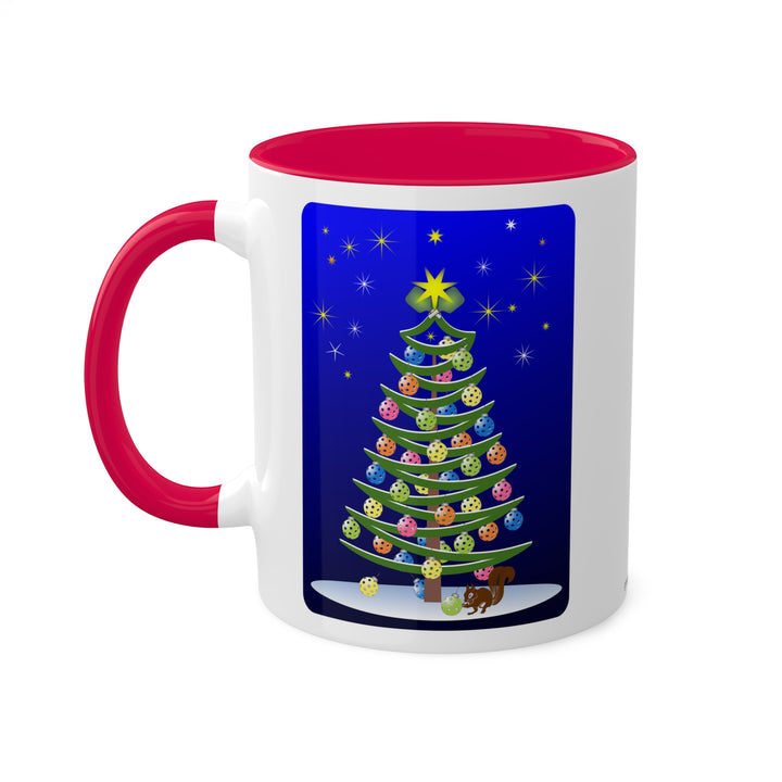 Pickleball Christmas Tree Coffee Mug-Dark Sky - Great Pickleball Stuff