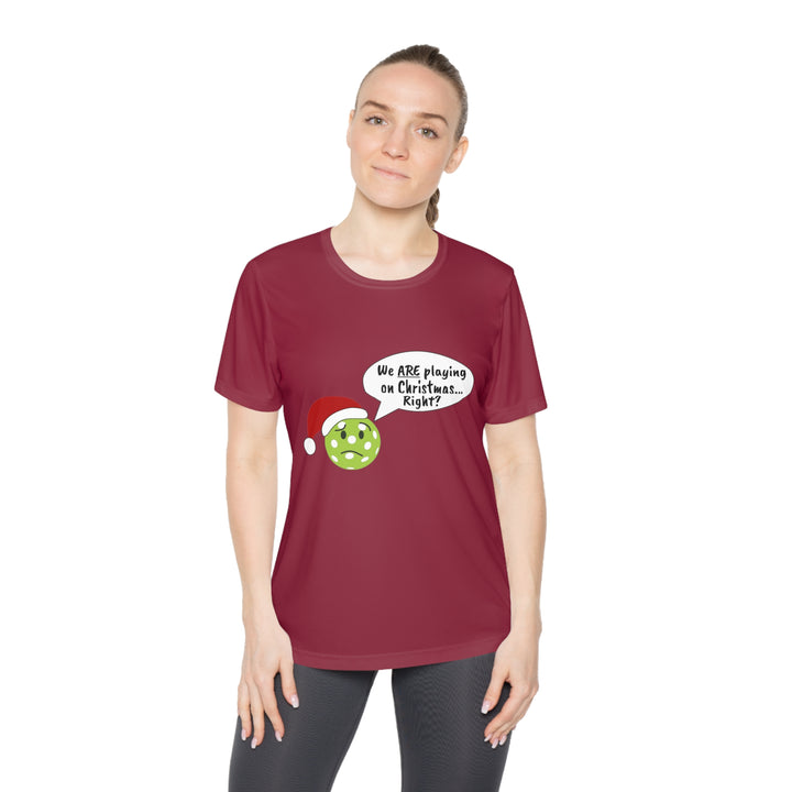 Pickleball Playing on Christmas Women's Moisture-Wicking T-Shirt - Great Pickleball Stuff