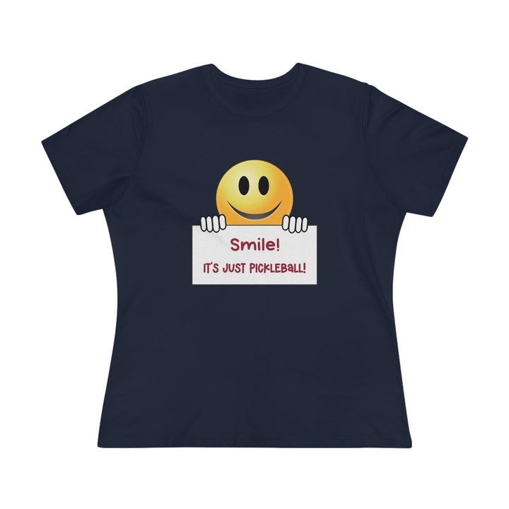 Smile It's Just Pickleball Women's Relaxed-Fit T-shirt - Great Pickleball Stuff