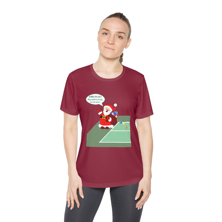 Pickleball Late Santa Women's Moisture-Wicking T-Shirt - Great Pickleball Stuff