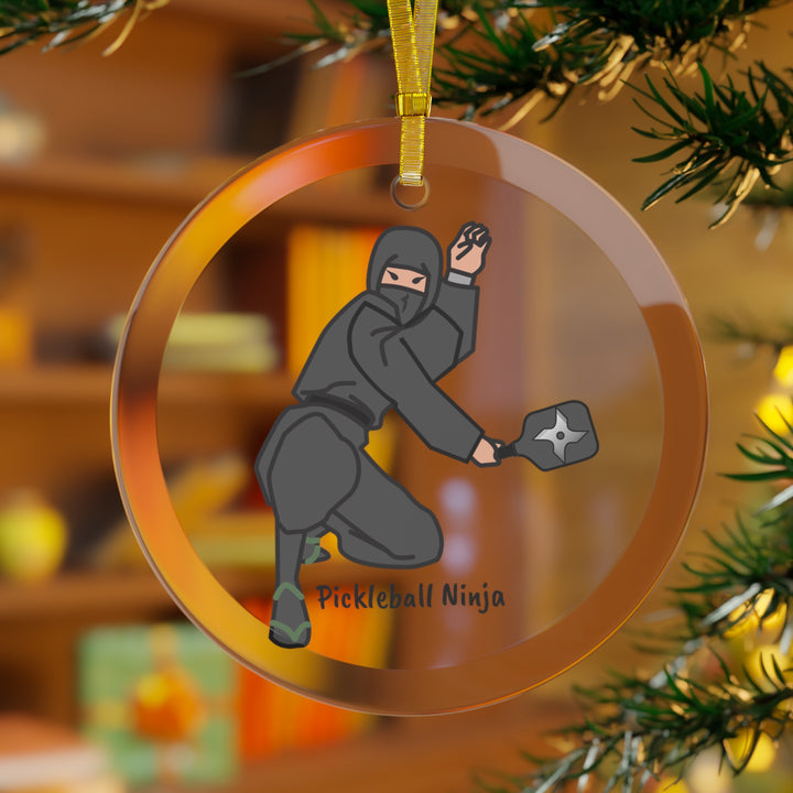 Pickleball Ninja-Male Glass Window Hanging-Great Pickleball Stuff