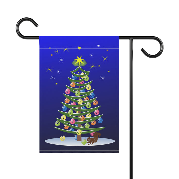 Pickleball Christmas Tree Garden & House Banner (Navy)-Great Pickleball Stuff