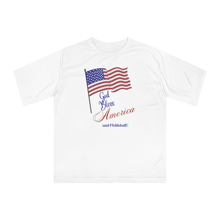 God Bless America and Pickleball Unisex Moisture-Wicking T-Shirt - Great Pickleball Stuff