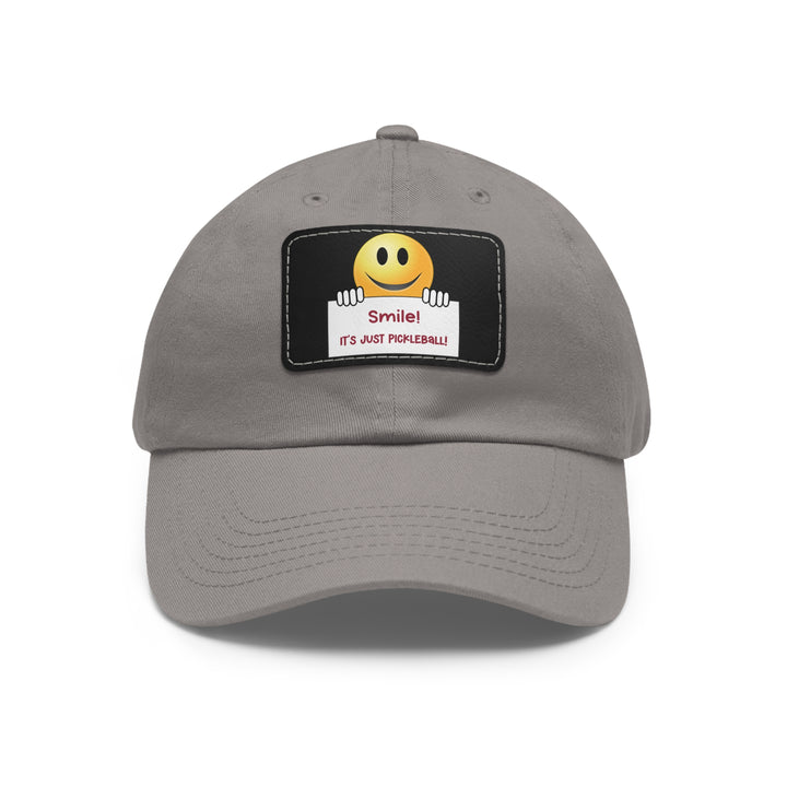 Smile It's Just Pickleball Cap with Leather Patch - Great Pickleball Stuff