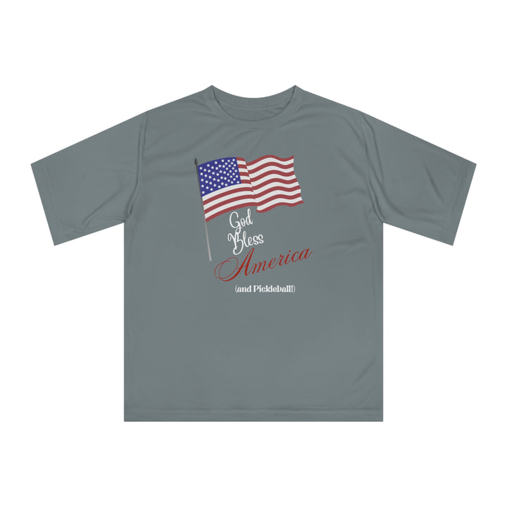 God Bless America and Pickleball Unisex Moisture-Wicking T-Shirt - Great Pickleball Stuff