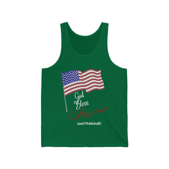 God Bless America and Pickleball Unisex Cotton Tank - Great Pickleball Stuff