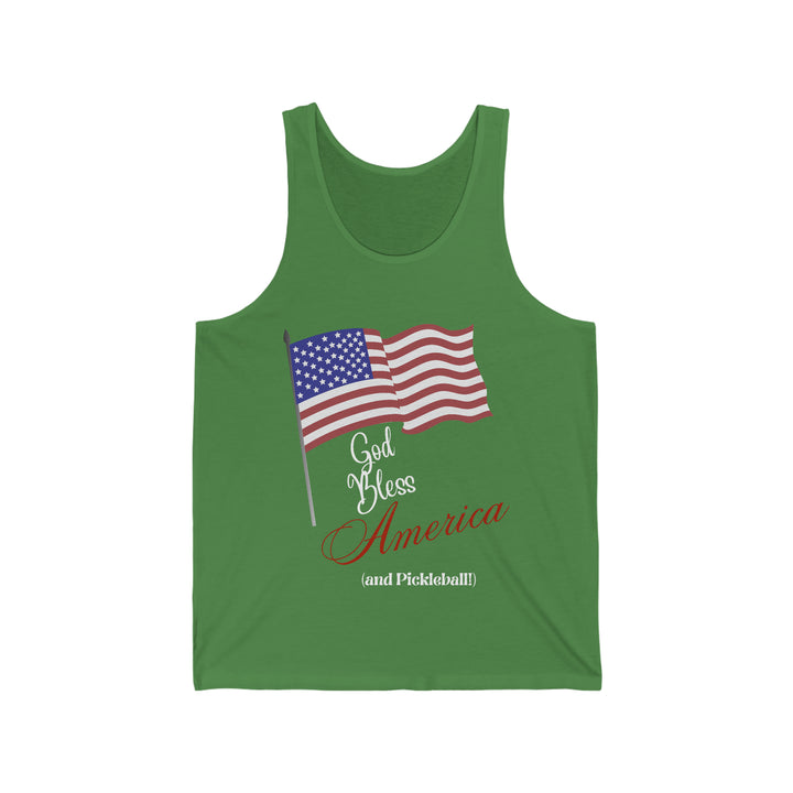 God Bless America and Pickleball Unisex Cotton Tank - Great Pickleball Stuff