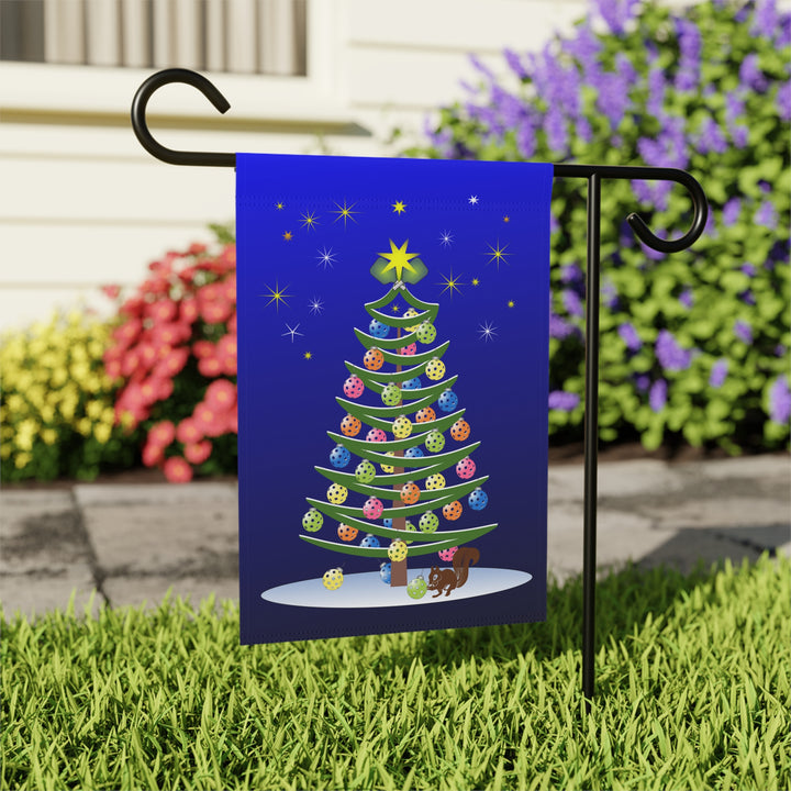 Pickleball Christmas Tree Garden & House Banner (Navy)-Great Pickleball Stuff