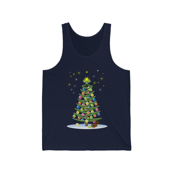 Pickleball Christmas Tree Unisex Cotton Tank - Great Pickleball Stuff