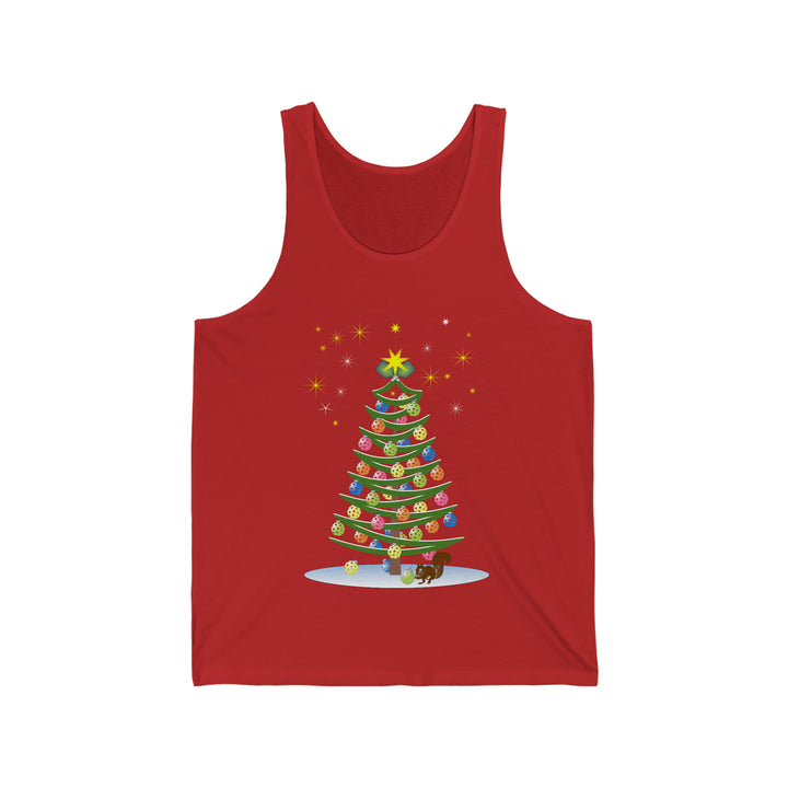 Pickleball Christmas Tree Unisex Cotton Tank - Great Pickleball Stuff