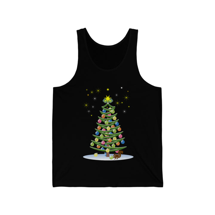 Pickleball Christmas Tree Unisex Cotton Tank - Great Pickleball Stuff