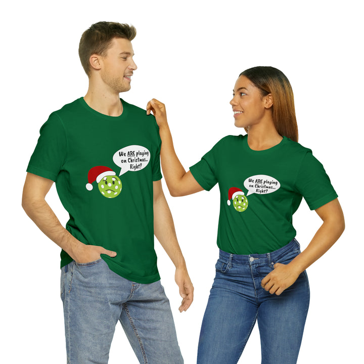 Pickleball Playing on Christmas Unisex T-Shirt - Great Pickleball Stuff