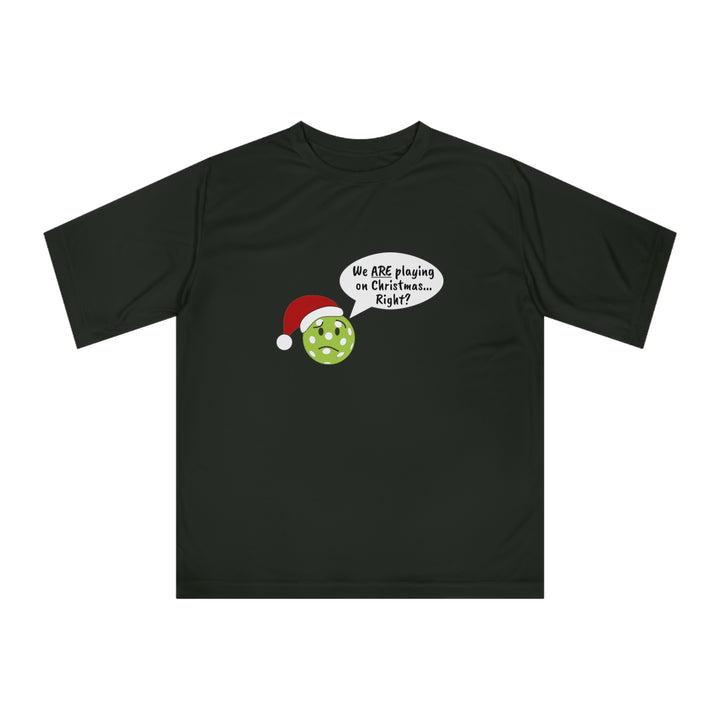 Pickleball Playing on Christmas Unisex Moisture-Wicking T-Shirt - Great Pickleball Stuff