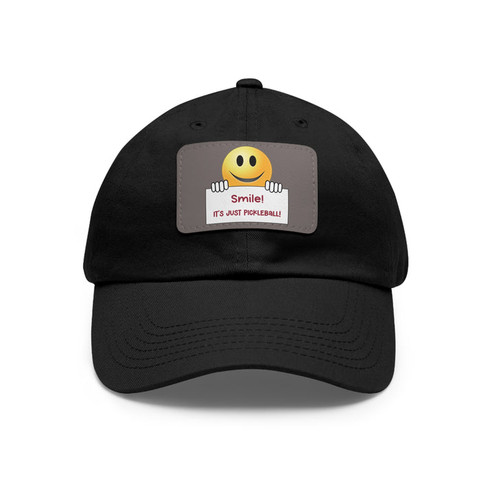 Smile It's Just Pickleball Cap with Leather Patch - Great Pickleball Stuff