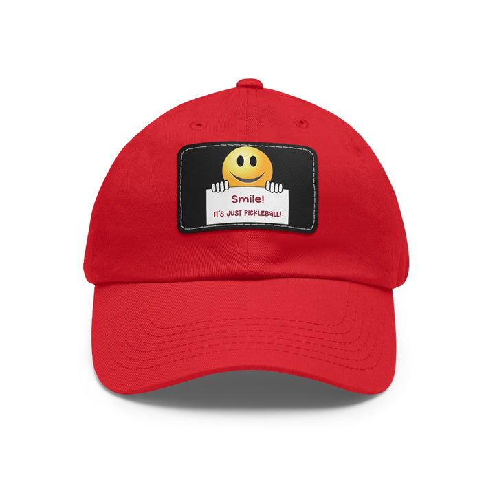 Smile It's Just Pickleball Cap with Leather Patch - Great Pickleball Stuff