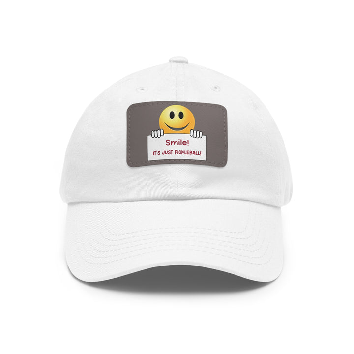 Smile It's Just Pickleball Cap with Leather Patch - Great Pickleball Stuff