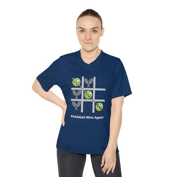 Pickleball Tic Tac Toe Tennis Women's Moisture-Wicking V-Neck T-Shirt - Great Pickleball Stuff