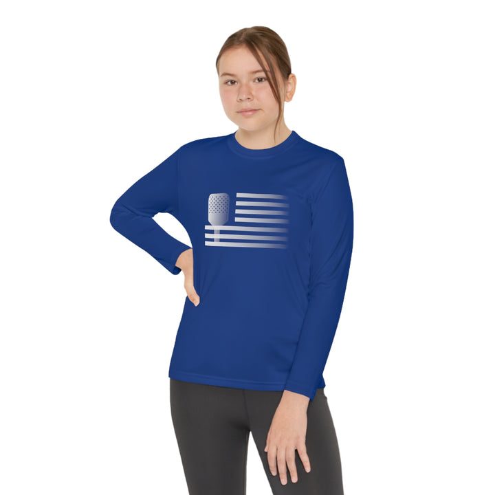 Paddle Flag  Youth Long Sleeve Moisture-Wicking T-Shirt - Great Pickleball Stuff