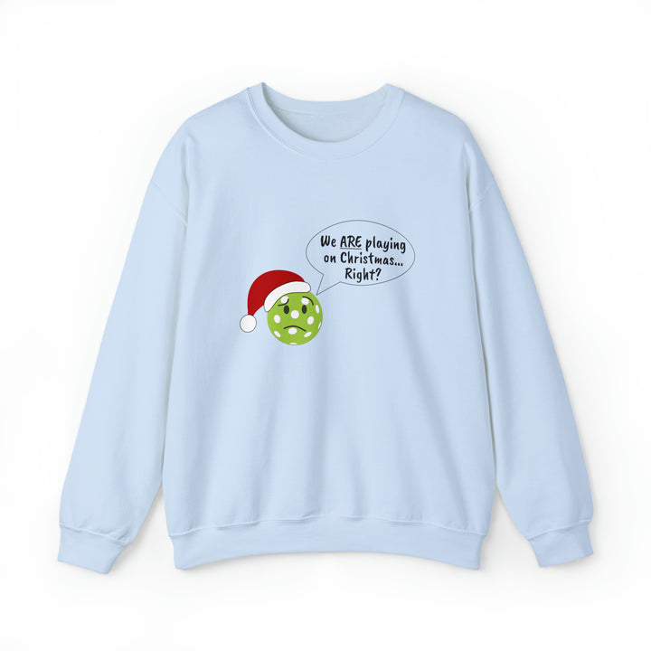 Pickleball Playing on Christmas Unisex Crewneck Sweatshirt - Great Pickleball Stuff