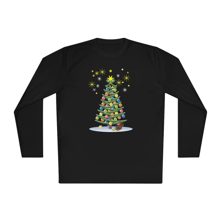 Pickleball Christmas Tree Unisex Moisture-Wicking Long Sleeve Tee - Great Pickleball Stuff