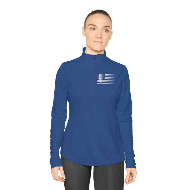 Paddle Flag  Women's Moisture-Wicking Quarter-Zip Pullover - Great Pickleball Stuff