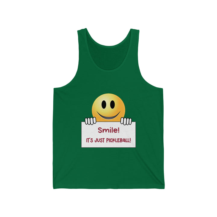 Smile It's Just Pickleball Unisex Cotton Tank - Great Pickleball Stuff