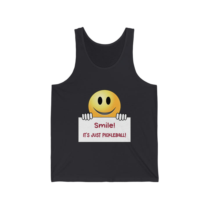 Smile It's Just Pickleball Unisex Cotton Tank - Great Pickleball Stuff