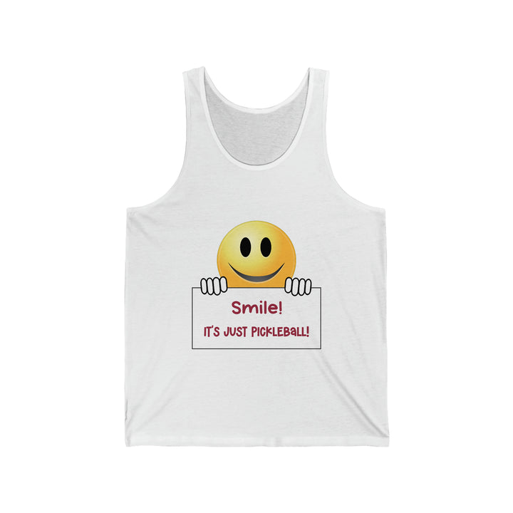 Smile It's Just Pickleball Unisex Cotton Tank - Great Pickleball Stuff