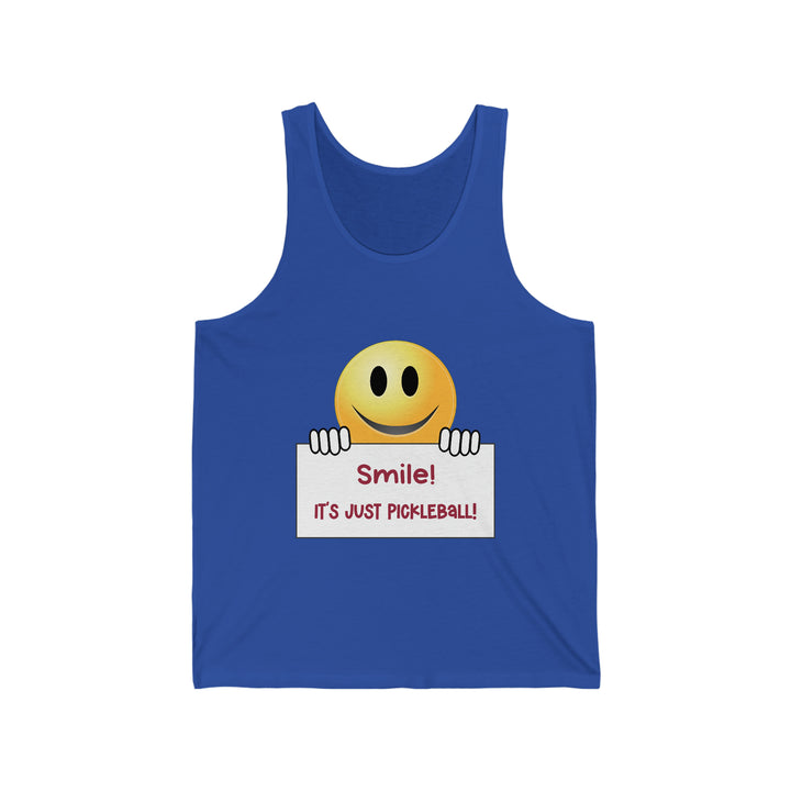 Smile It's Just Pickleball Unisex Cotton Tank - Great Pickleball Stuff