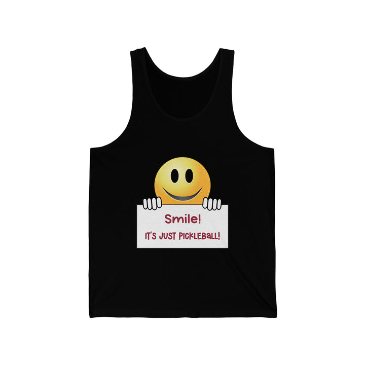 Smile It's Just Pickleball Unisex Cotton Tank - Great Pickleball Stuff