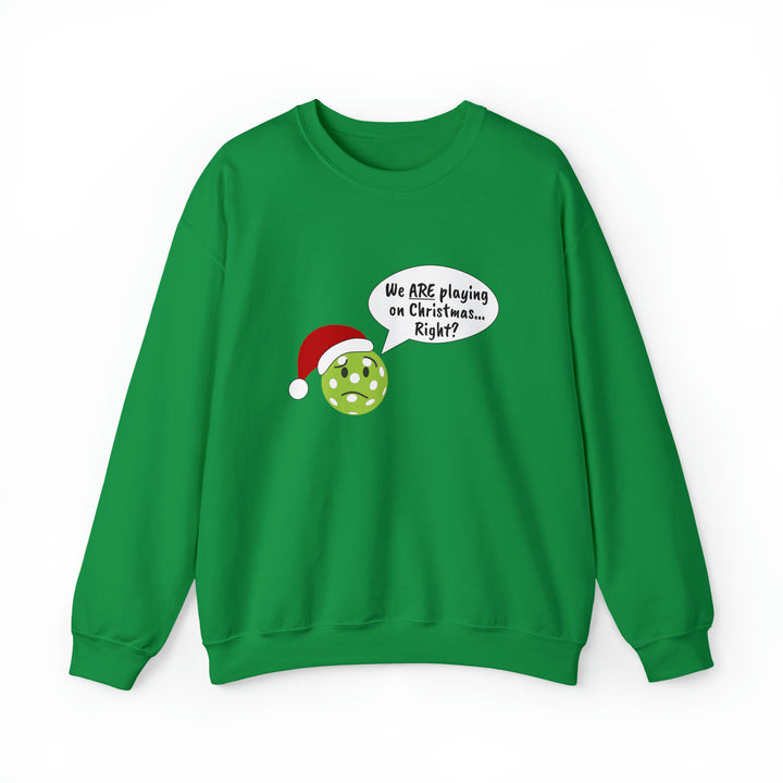 Pickleball Playing on Christmas Unisex Crewneck Sweatshirt - Great Pickleball Stuff