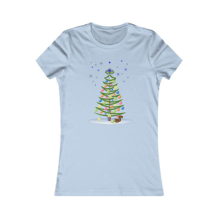 Pickleball Christmas Tree Women's Slim-Fit Premium Cotton T-Shirt - Great Pickleball Stuff