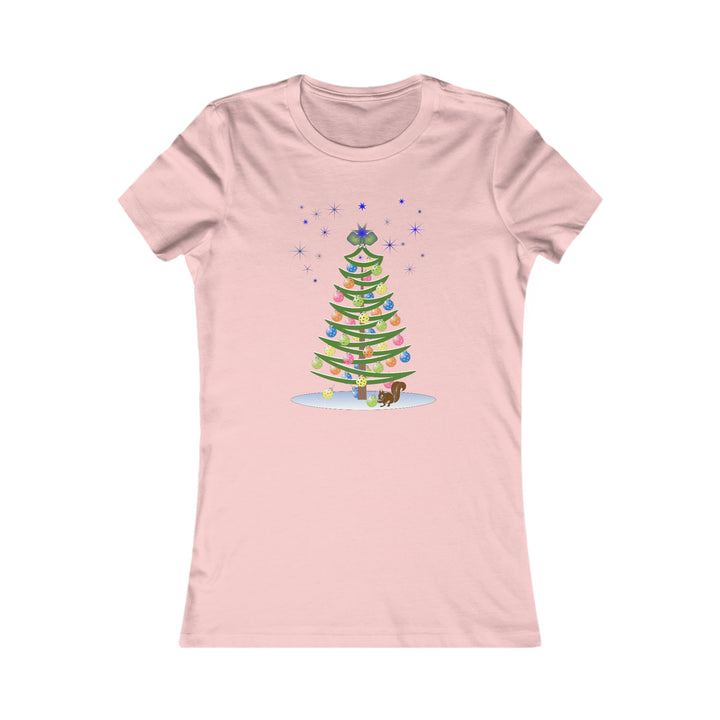 Pickleball Christmas Tree Women's Slim-Fit Premium Cotton T-Shirt - Great Pickleball Stuff