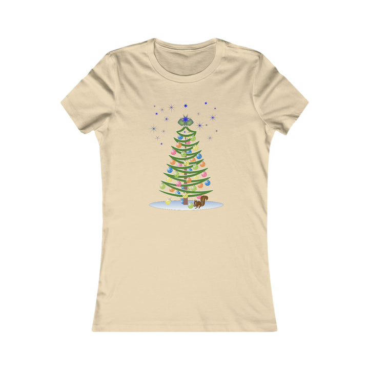 Pickleball Christmas Tree Women's Slim-Fit Premium Cotton T-Shirt - Great Pickleball Stuff