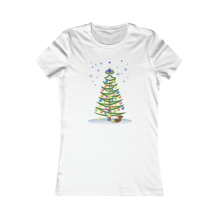 Pickleball Christmas Tree Women's Slim-Fit Premium Cotton T-Shirt - Great Pickleball Stuff