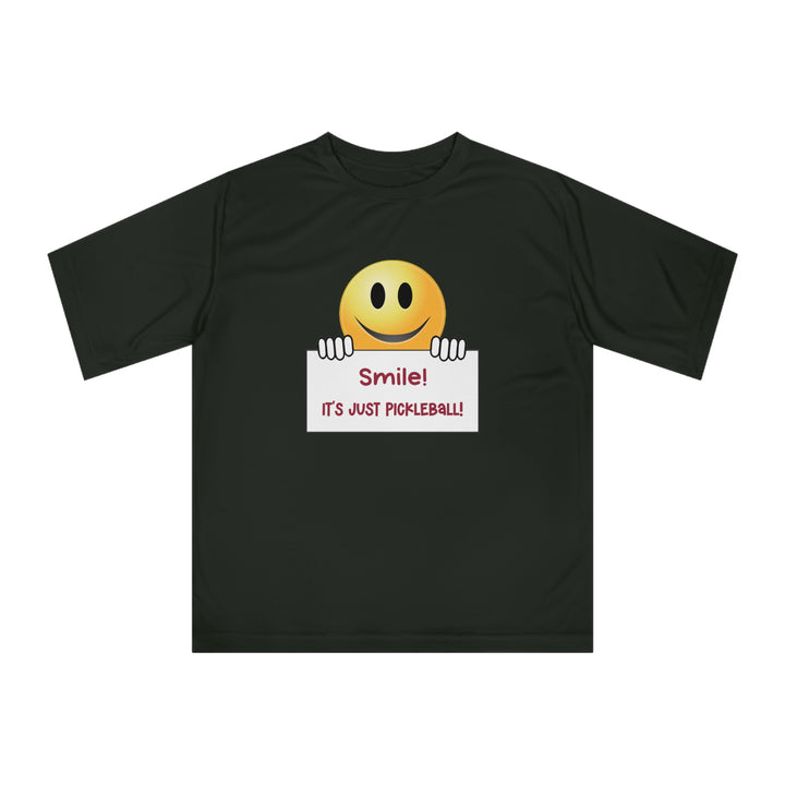 Smile It's Just Pickleball Unisex Moisture-Wicking T-Shirt - Great Pickleball Stuff