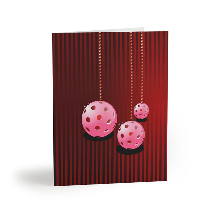 Pickleball Holiday Greeting Cards (Folded with Envelopes) (Red) - Great Pickleball Stuff