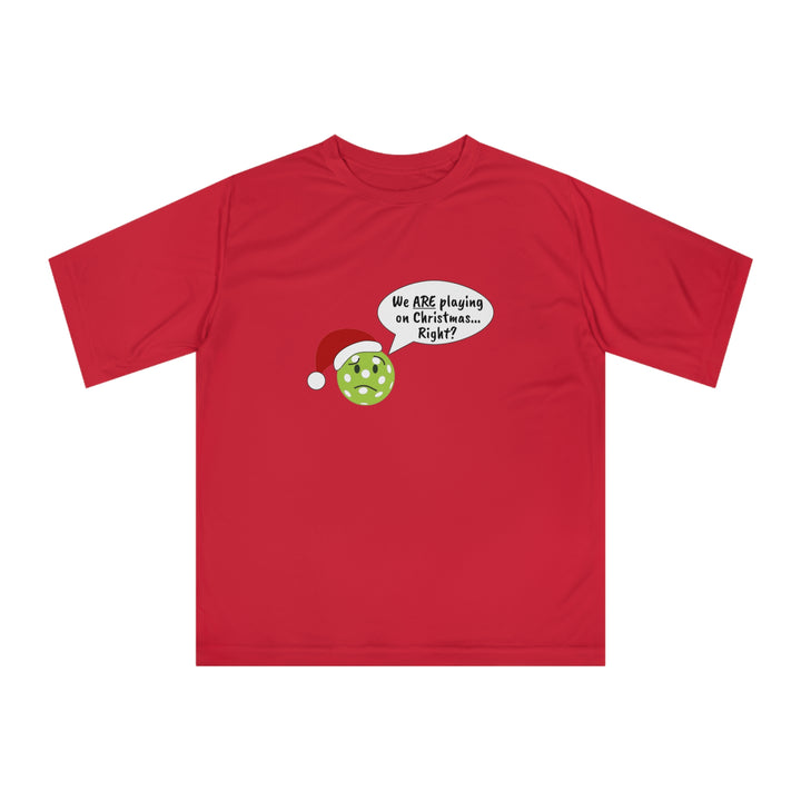 Pickleball Playing on Christmas Unisex Moisture-Wicking T-Shirt - Great Pickleball Stuff